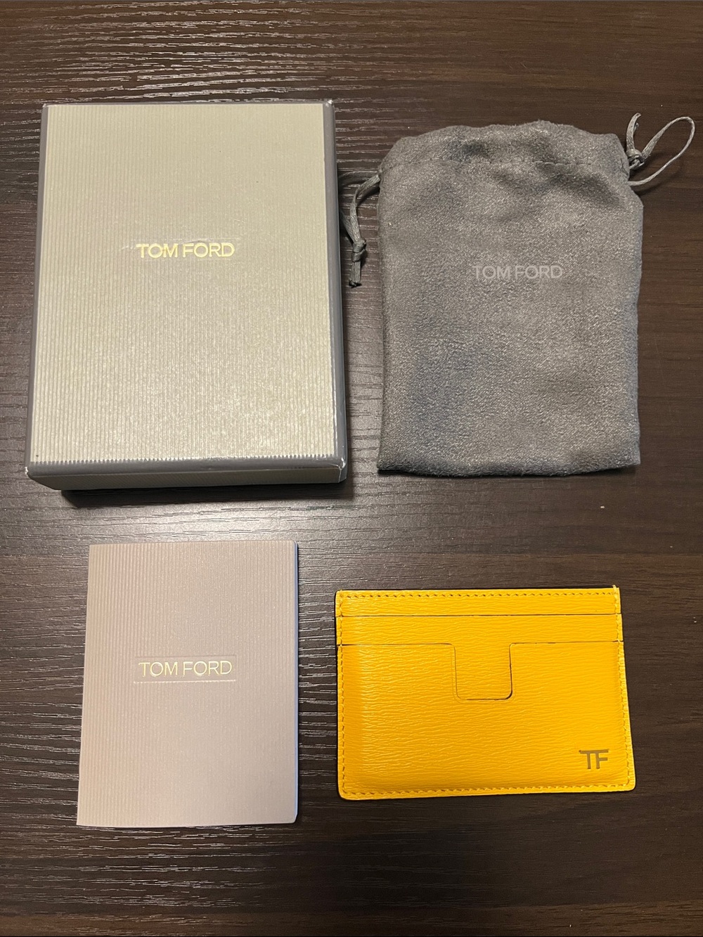 Tom Ford New in Box TF Yellow Gold Leather Card Holder Made in Italy Unisex